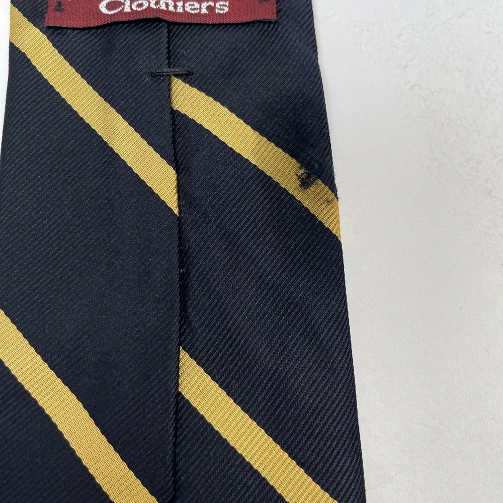Vintage Jos A Bank Striped‎ Silk Tie Necktie Navy Blue Gold Repp Stripe USA Made